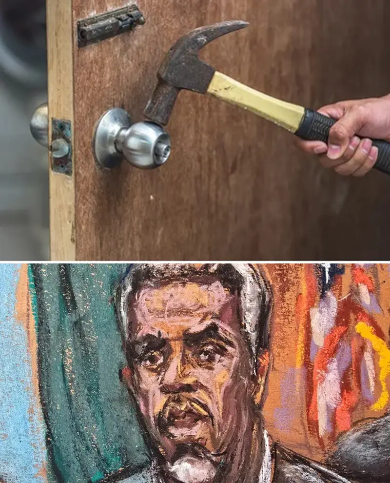 6. Diddy usó un martillo para golpear la puerta