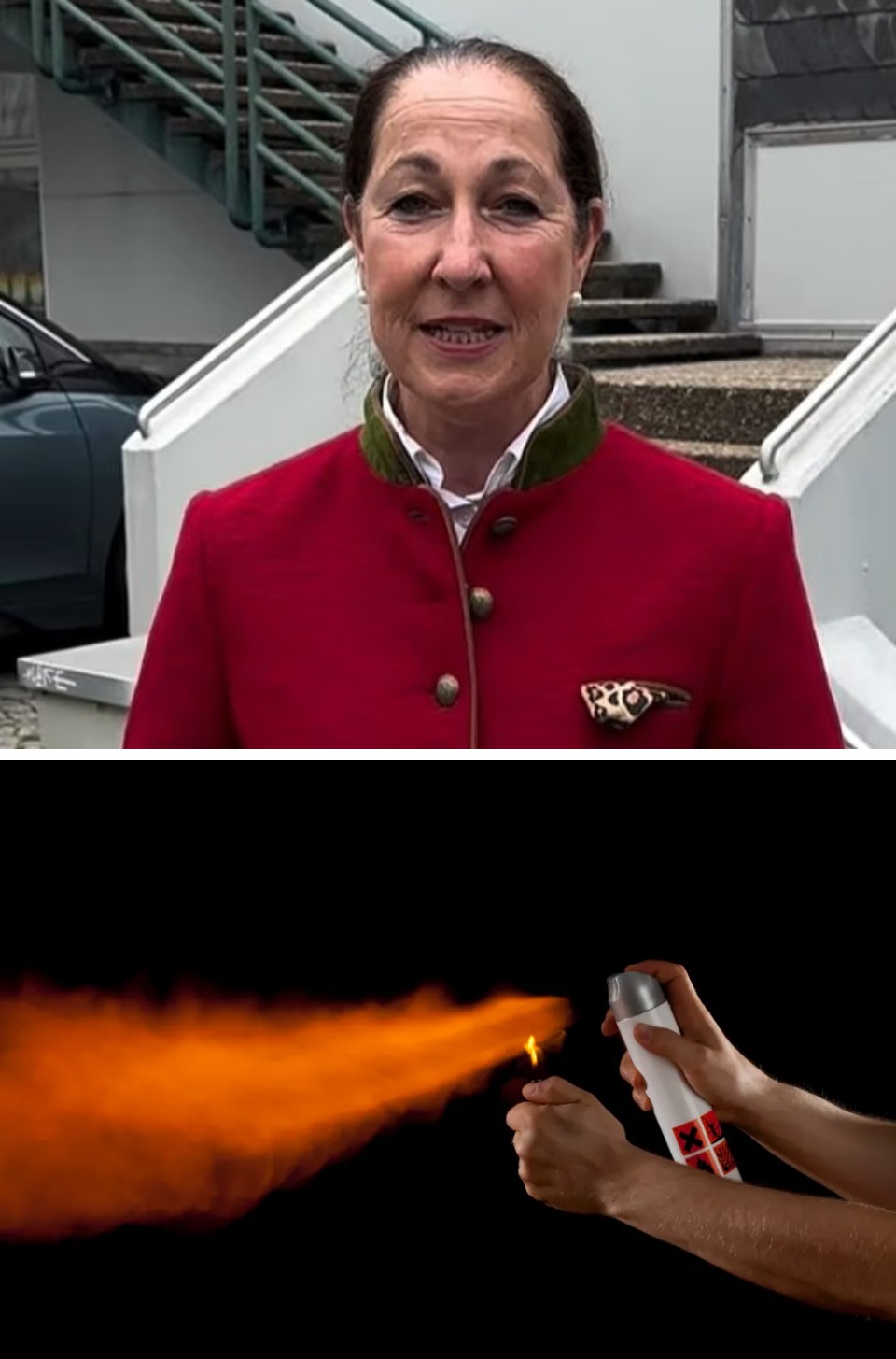 2. Le quemó el cabello con aerosol