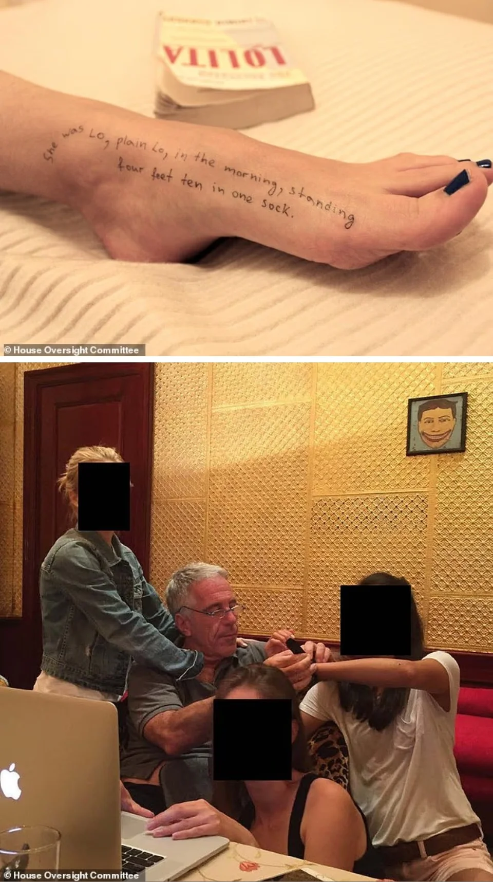 1. Una foto muestra un pie con una cita de "Lolita"