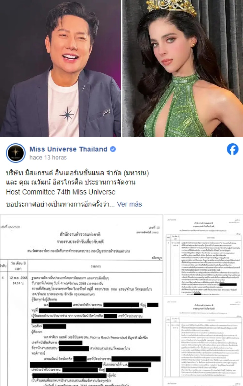 1. La demandó en una comisaría de Bangkok