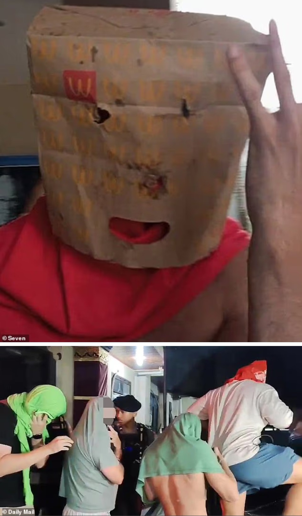 3. Los jóvenes aparecieron con bolsas de McDonald's en la cara