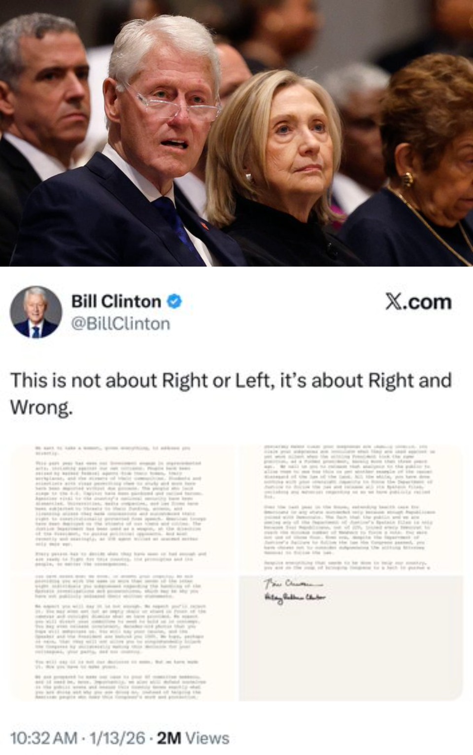 6. Clinton publicó una carta explicando por qué no asistió